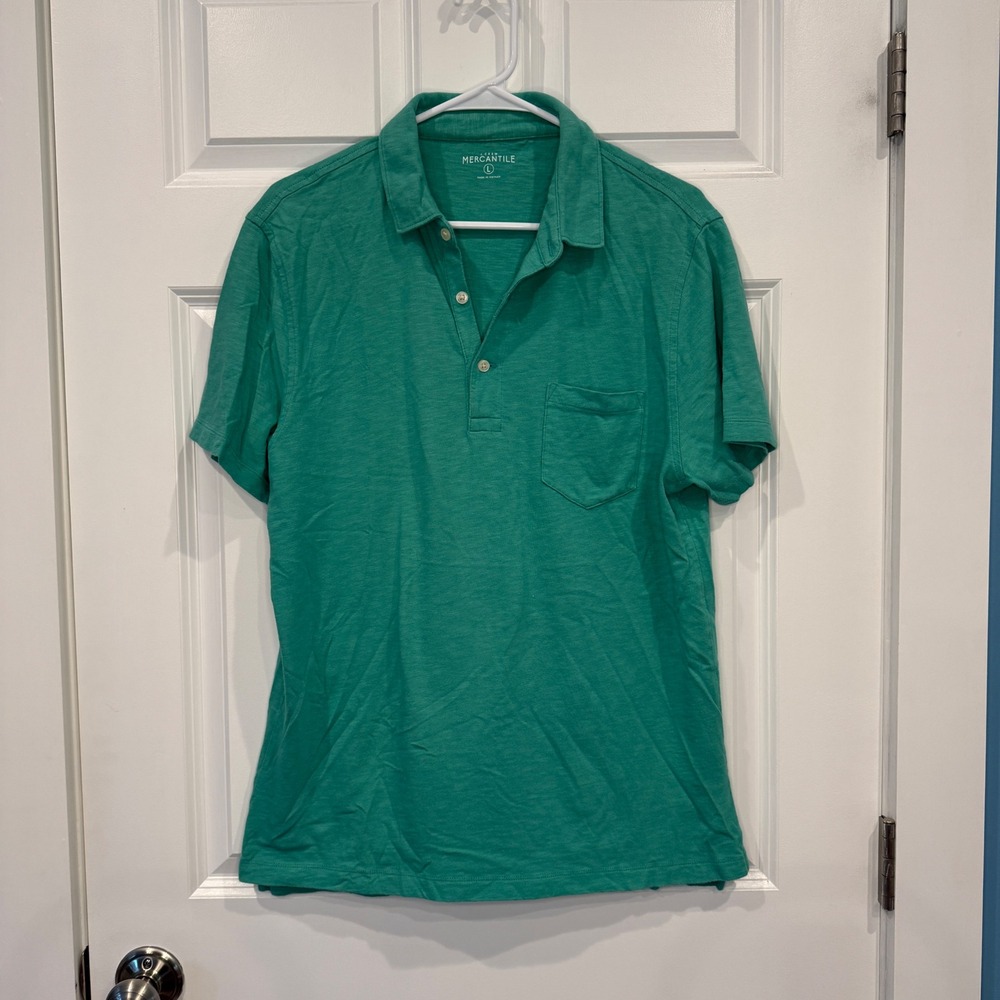 J. Crew Mercantile Mens Slub Knit Short Sleeve Pocket Polo Shirt‎ Size Large